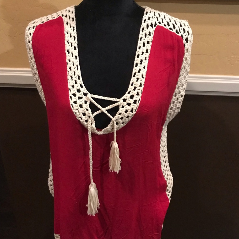 Red Shirt with white netting